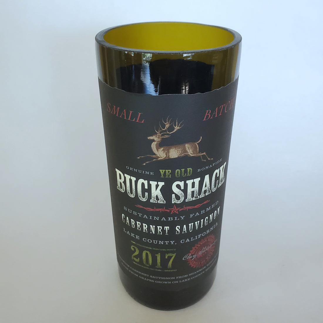 Buck Shack Cabernet Sauvignon 2017 Hand Cut Upcycled Wine Bottle Candle - Choose Your Scent