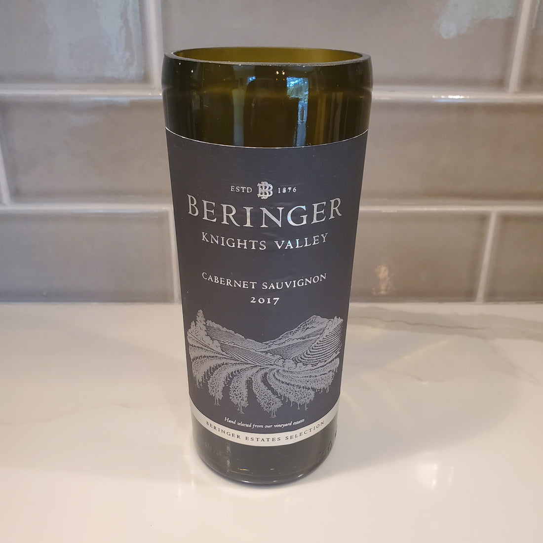Beringer Knights Valley Wine Hand Cut Upcycled Wine Bottle Candle - Choose Your Scent