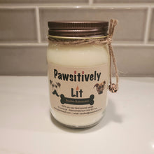Load image into Gallery viewer, Bourbon Butterscotch Scented Pawsitively Lit 100% Soy Wax Mason Jar Candle