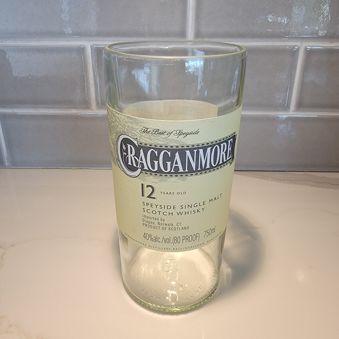 Cragganmore Scotch Whisky 750ml Hand Cut Upcycled Liquor Bottle Candle  - Choose Your Scent