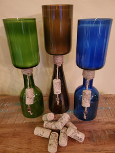 Green Hand-Cut Upside-Down Wine Bottle Candle - Choose Your Scent