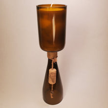 Load image into Gallery viewer, Amber Hand-Cut Upside-Down Wine Bottle Candle - Choose Your Scent