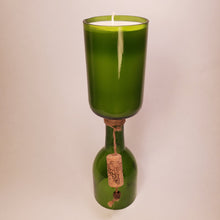 Load image into Gallery viewer, Green Hand-Cut Upside-Down Wine Bottle Candle - Choose Your Scent