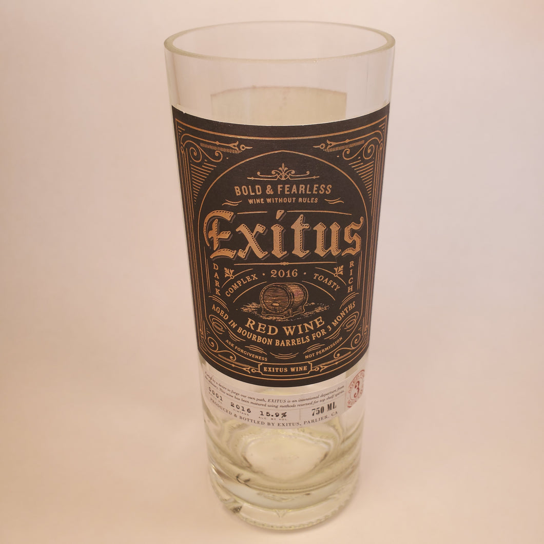 Exitus Bourbon Barrel Red Wine 2016 Hand Cut Upcycled Wine Bottle Candle - Choose Your Scent