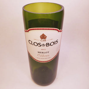 Clos Du Bois Merlot Hand Cut Upcycled Wine Bottle Candle - Choose Your Scent