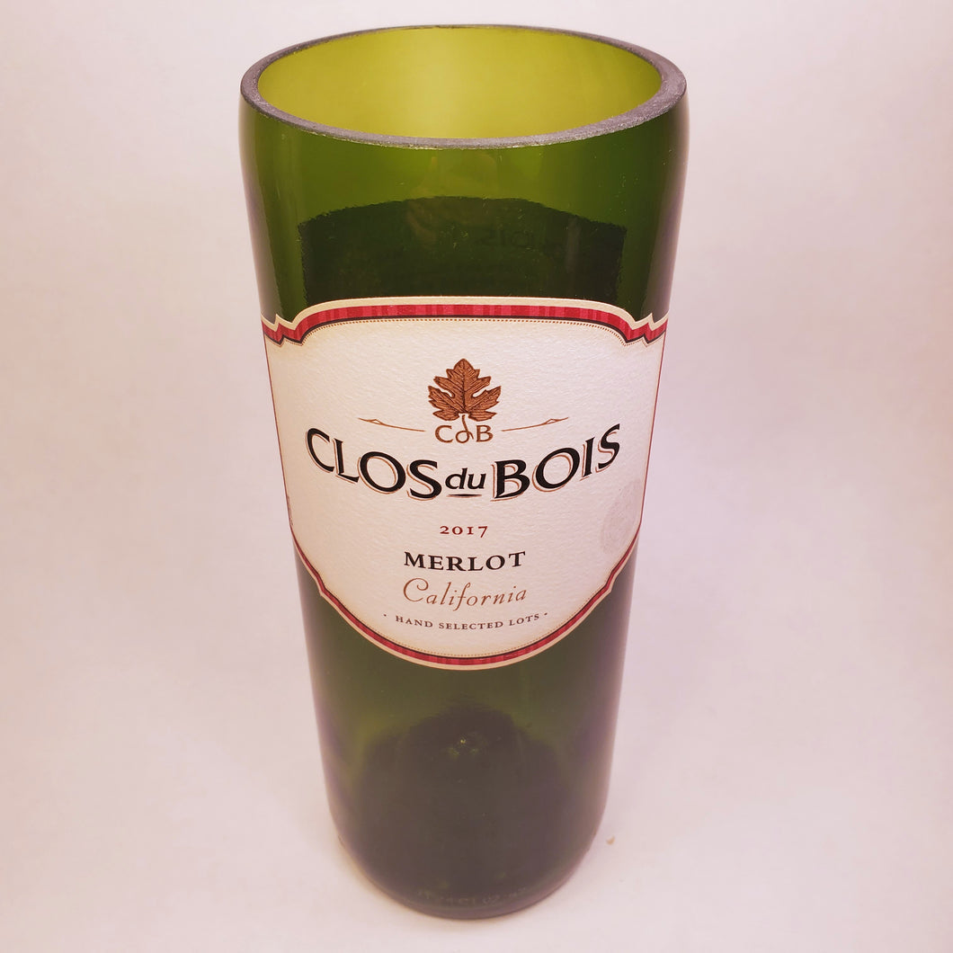 Clos Du Bois Merlot Hand Cut Upcycled Wine Bottle Candle - Choose Your Scent
