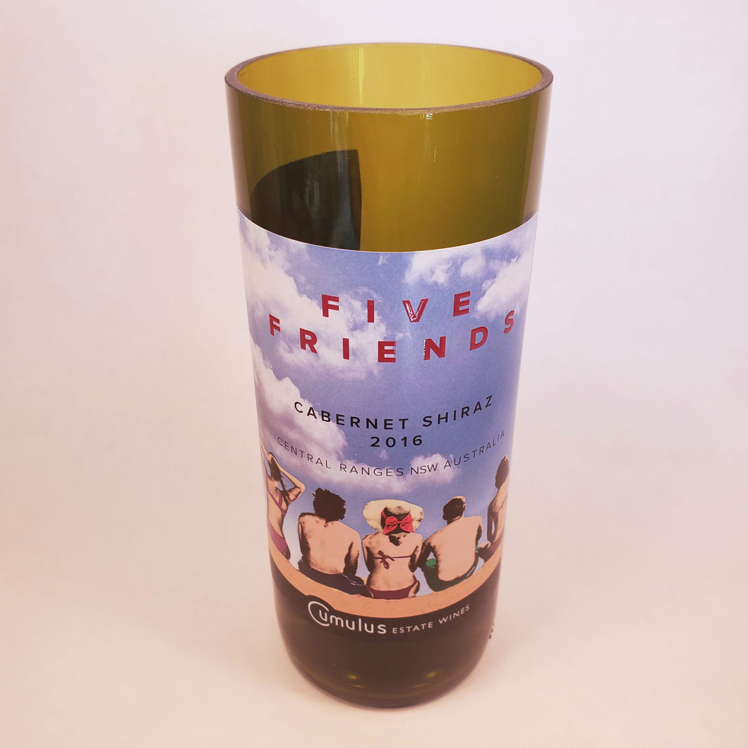 Five Friends Cabernet Shiraz Hand Cut Upcycled Wine Bottle Candle - Choose Your Scent