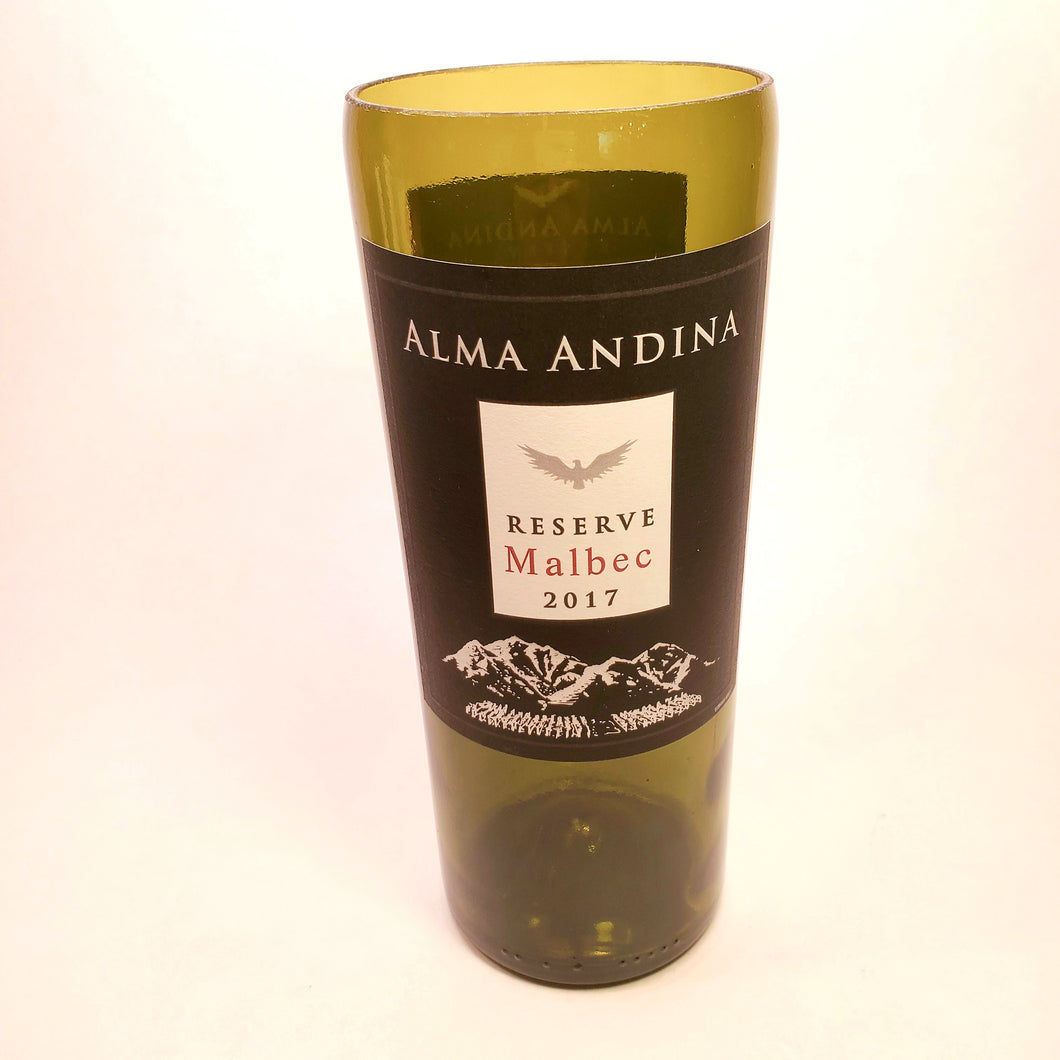 Alma Andina Malbec Reserve 2017 Hand Cut Upcycled Wine Bottle Candle - Choose Your Scent
