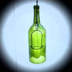 Hand-cut wine bottle hanging lantern