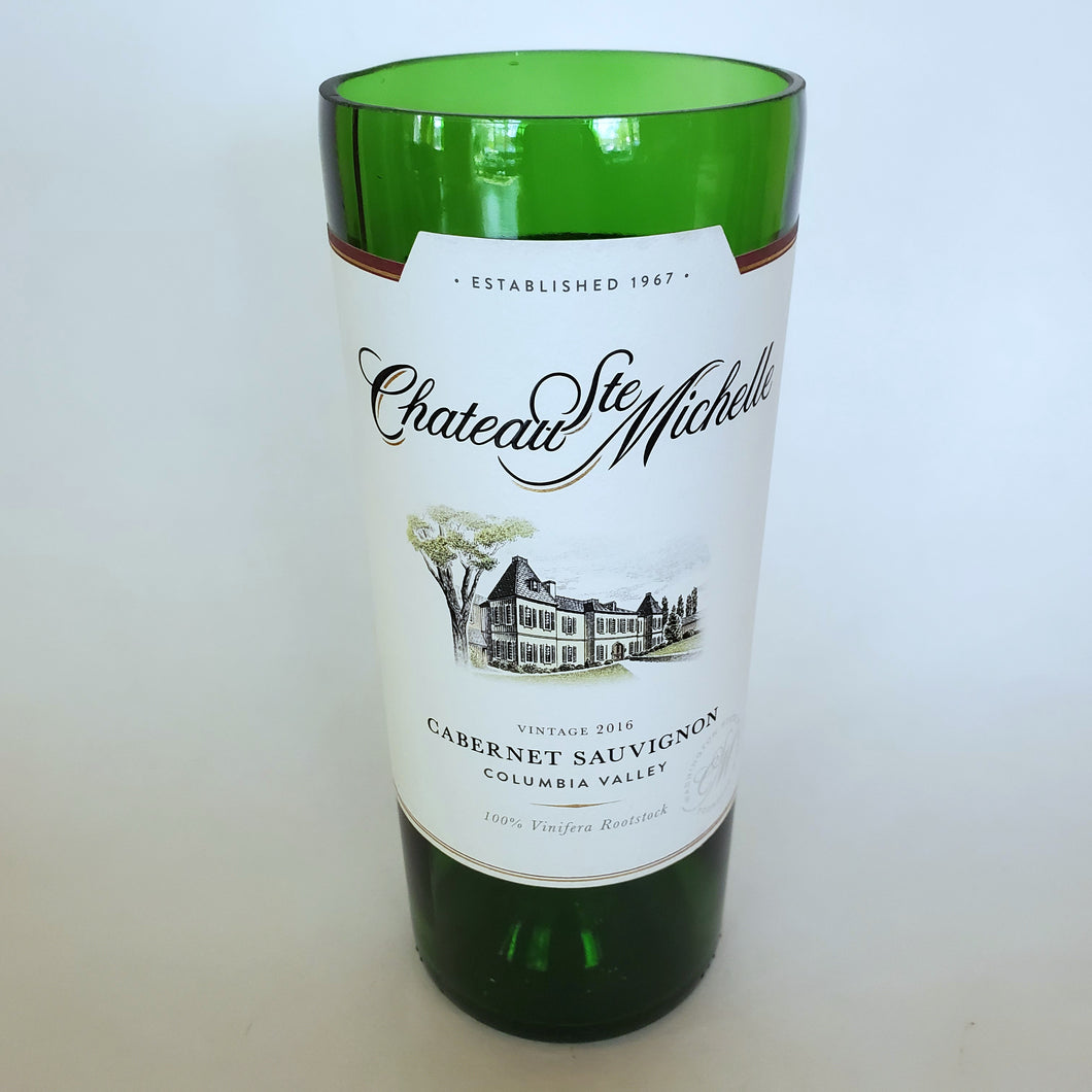 Chateau Ste Michelle Cabernet Sauvignon Hand Cut Upcycled Wine Bottle Candle - Choose Your Scent