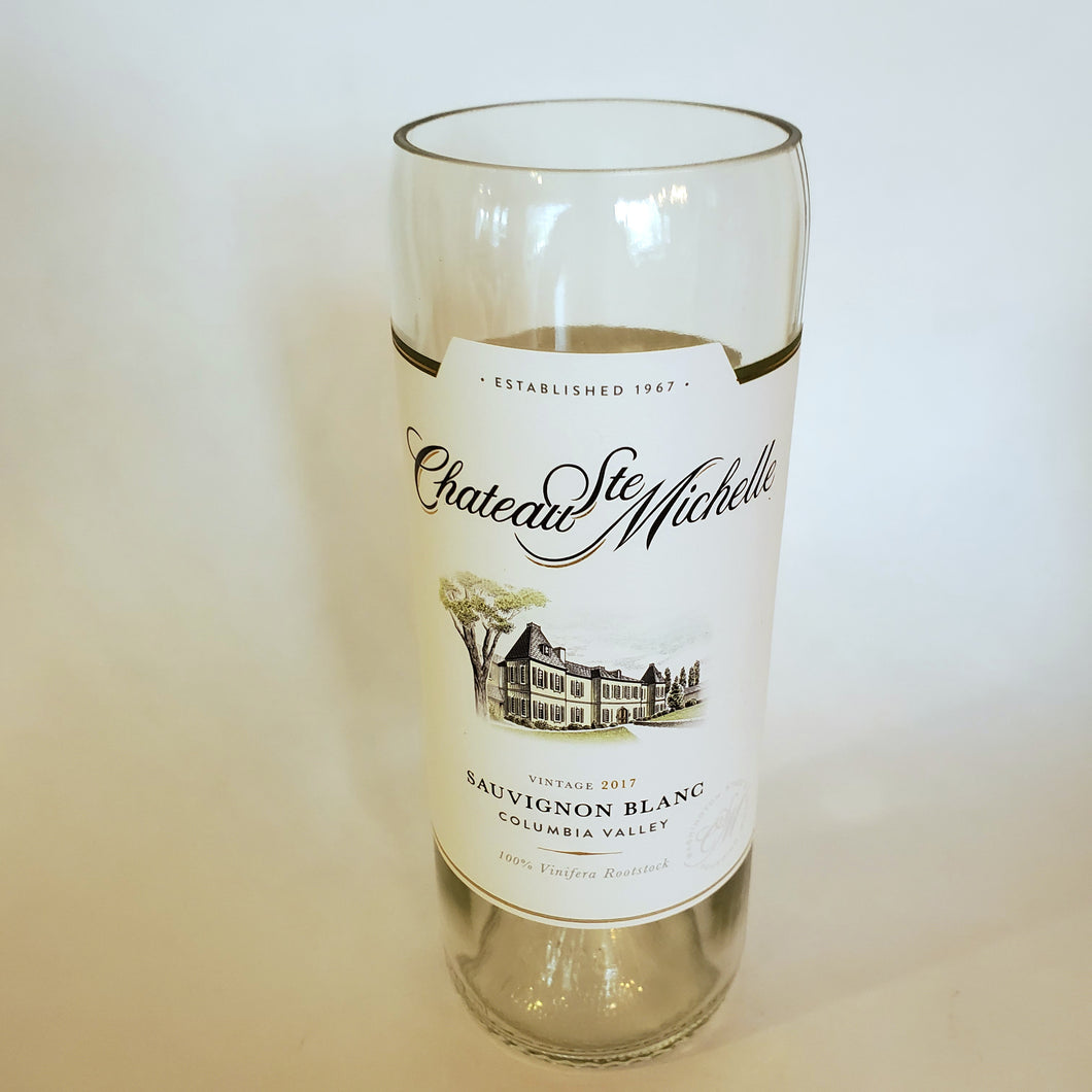 Chateau Ste Michelle Sauvignon Blanc Hand Cut Upcycled Wine Bottle Candle - Choose Your Scent