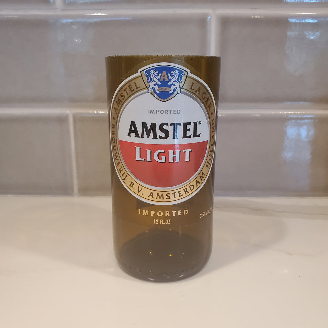 Amstel Light Hand Cut Upcycled Beer Bottle Candle - Choose Your Scent