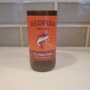 Redfish Red IPA Hand Cut Upcycled Beer Bottle Candle - Choose Your Scent