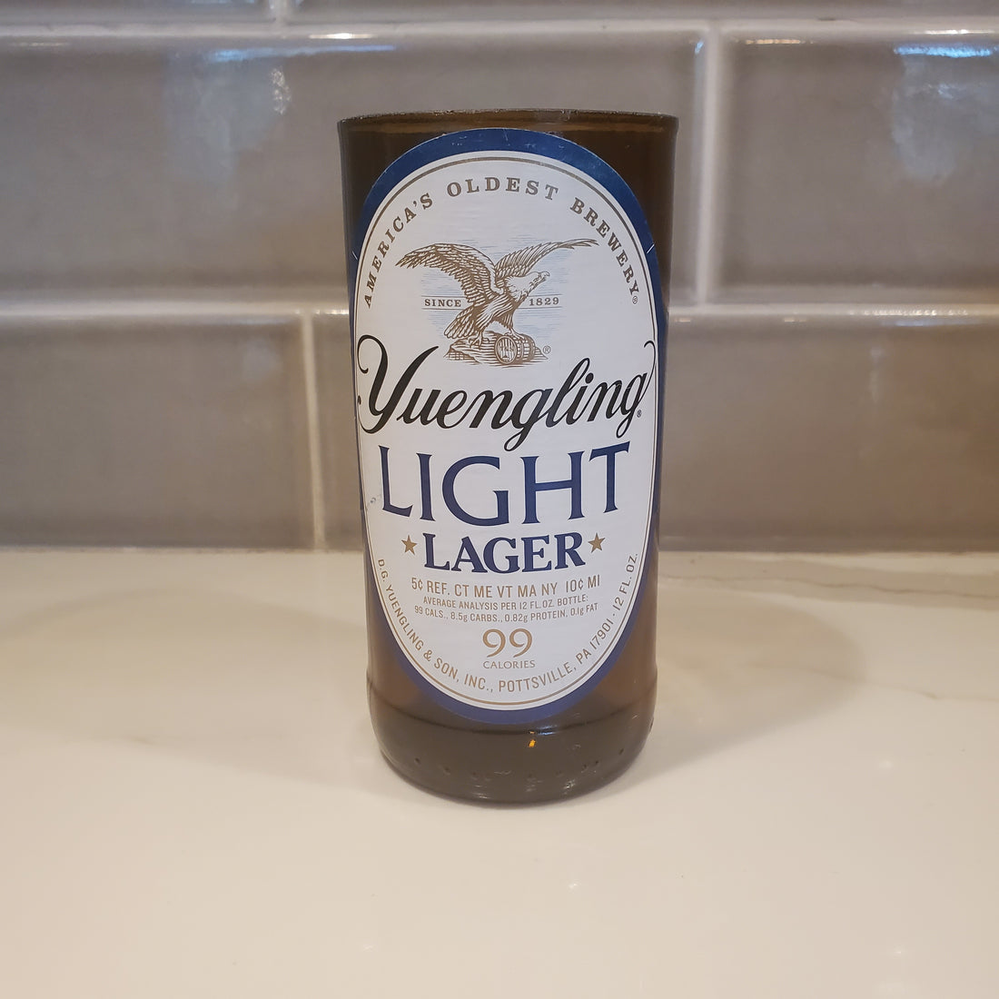 Yuengling Light Hand Cut Upcycled Beer Bottle Candle - Choose Your Scent