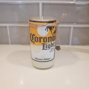 Corona Light Hand Cut Upcycled Beer Bottle Candle - Choose Your Scent