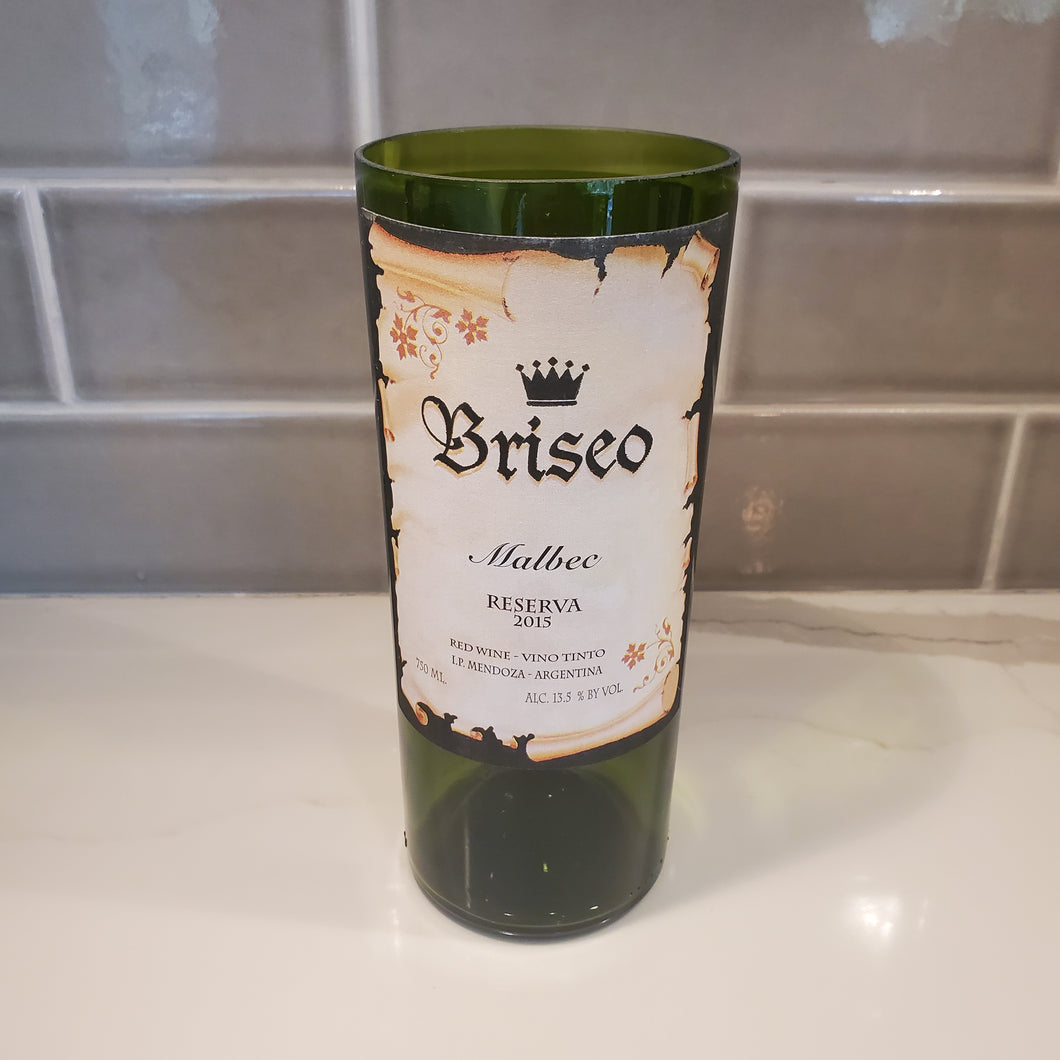 Briseo Malbec Hand Cut Upcycled Wine Bottle Candle - Choose Your Scent