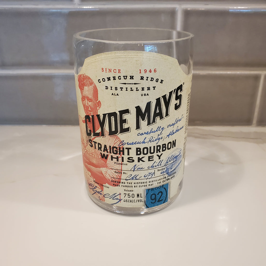 Clyde May's Bourbon 750ml Hand Cut Upcycled Liquor Bottle Candle  - Choose Your Scent