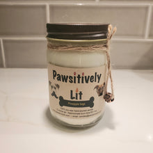 Load image into Gallery viewer, Pineapple Sage Scented Pawsitively Lit 100% Soy Wax Mason Jar Candle