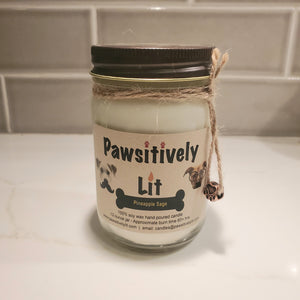 Pineapple Sage Scented Pawsitively Lit 100% Soy Wax Mason Jar Candle