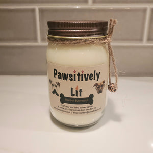 Bourbon Butterscotch Scented Pawsitively Lit 100% Soy Wax Mason Jar Candle