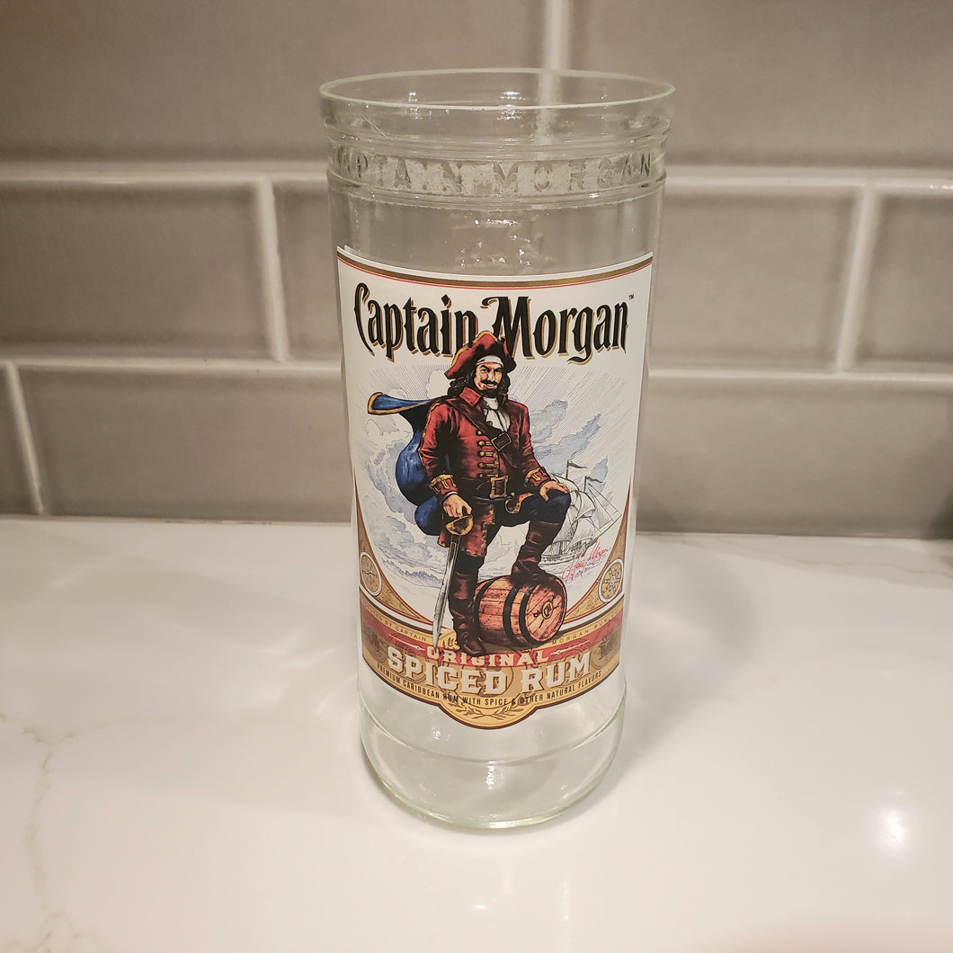 Captain Morgan Spiced Rum 1L Hand Cut Upcycled Liquor Bottle Candle - Choose Your Scent