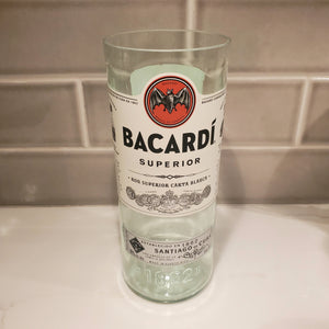 Bacardi 1L Hand Cut Upcycled Liquor Bottle Candle  - Choose Your Scent