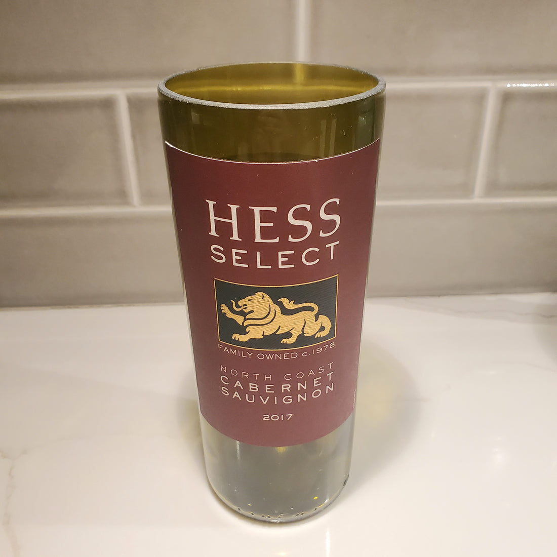 Hess Select Cabernet Hand Cut Upcycled Wine Bottle Candle - Choose Your Scent