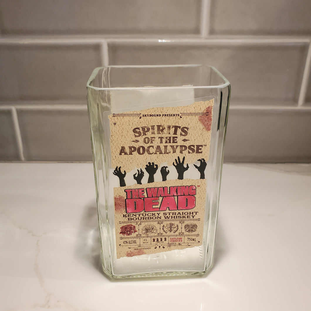 The Walking Dead Bourbon 750ml Hand Cut Upcycled Liquor Bottle Candle  - Choose Your Scent