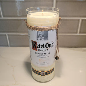 Ketel One Vodka 1L Hand Cut Upcycled Liquor Bottle Candle - Scent - Citron and Mandarin