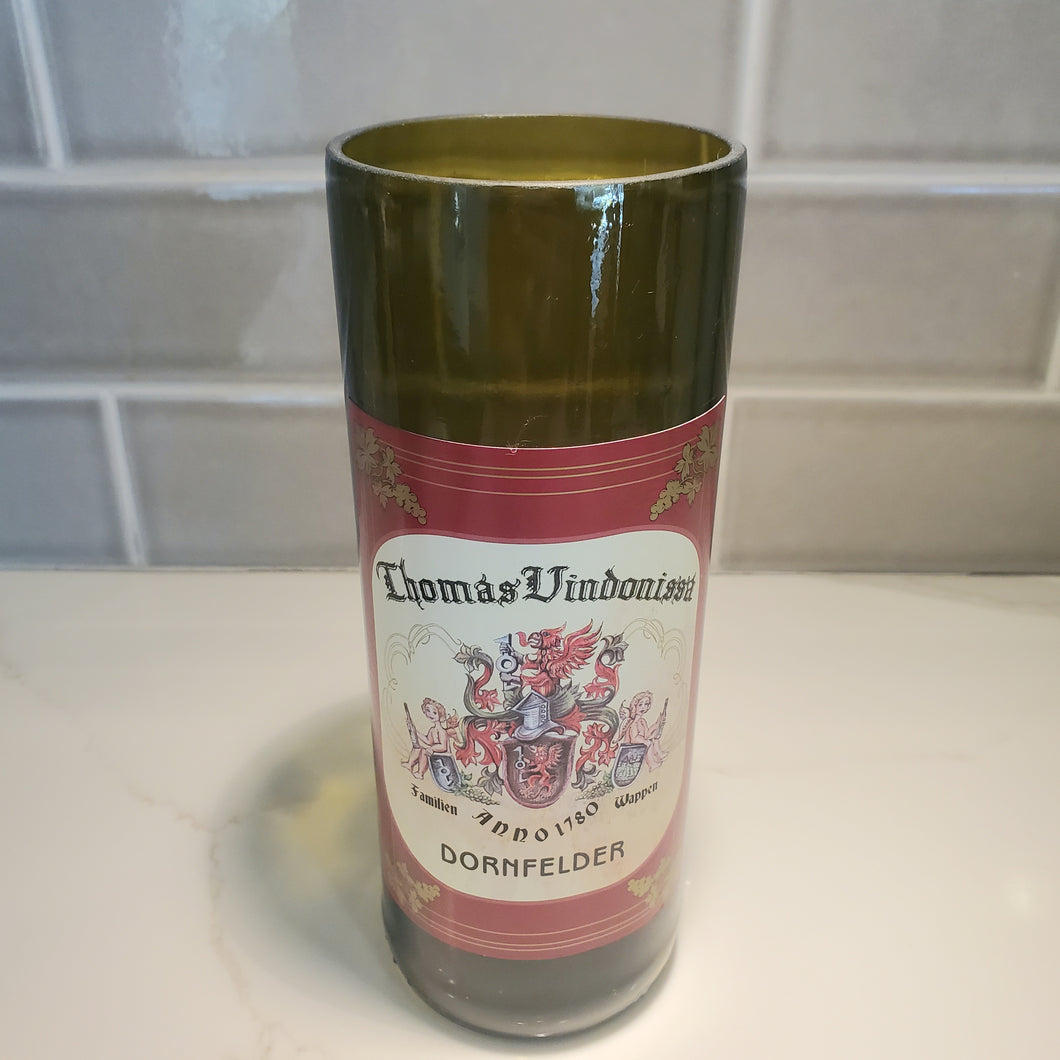 Thomas Vindonissa Dornfelder Hand Cut Upcycled Wine Bottle Candle - Choose Your Scent