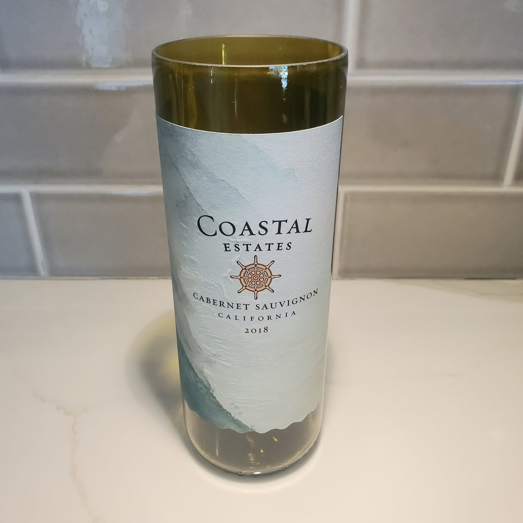 Coastal Estates Merlot Hand Cut Upcycled Wine Bottle Candle - Choose Your Scent