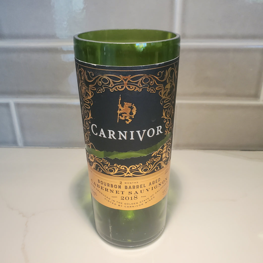 Carnivor Bourbon Barrel Cabernet Sauvignon Hand Cut Upcycled Wine Bottle Candle - Choose Your Scent