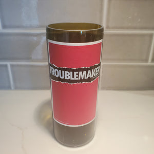 Troublemaker Red Wine Hand Cut Upcycled Wine Bottle Candle - Choose Your Scent