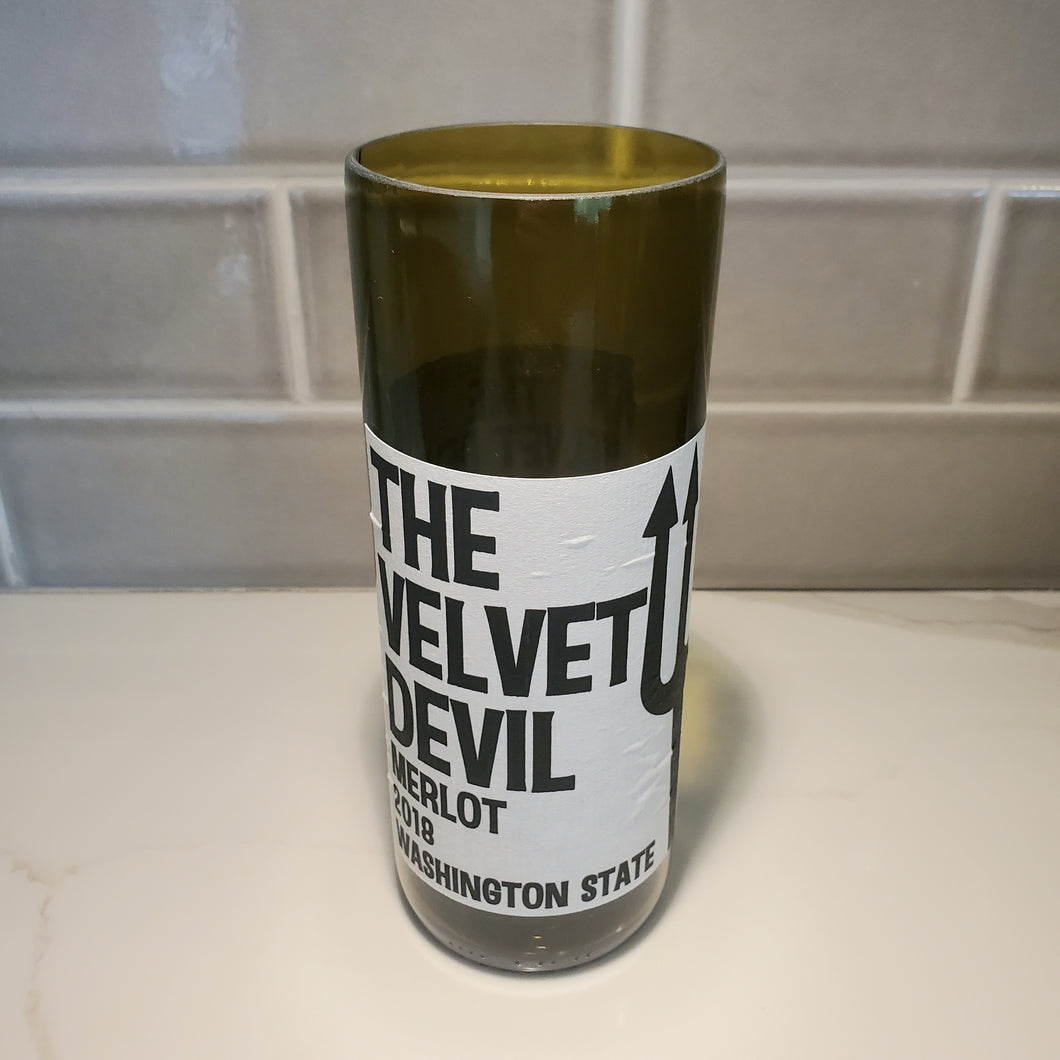 The Velvet Devil Merlot Hand Cut Upcycled Wine Bottle Candle - Choose Your Scent