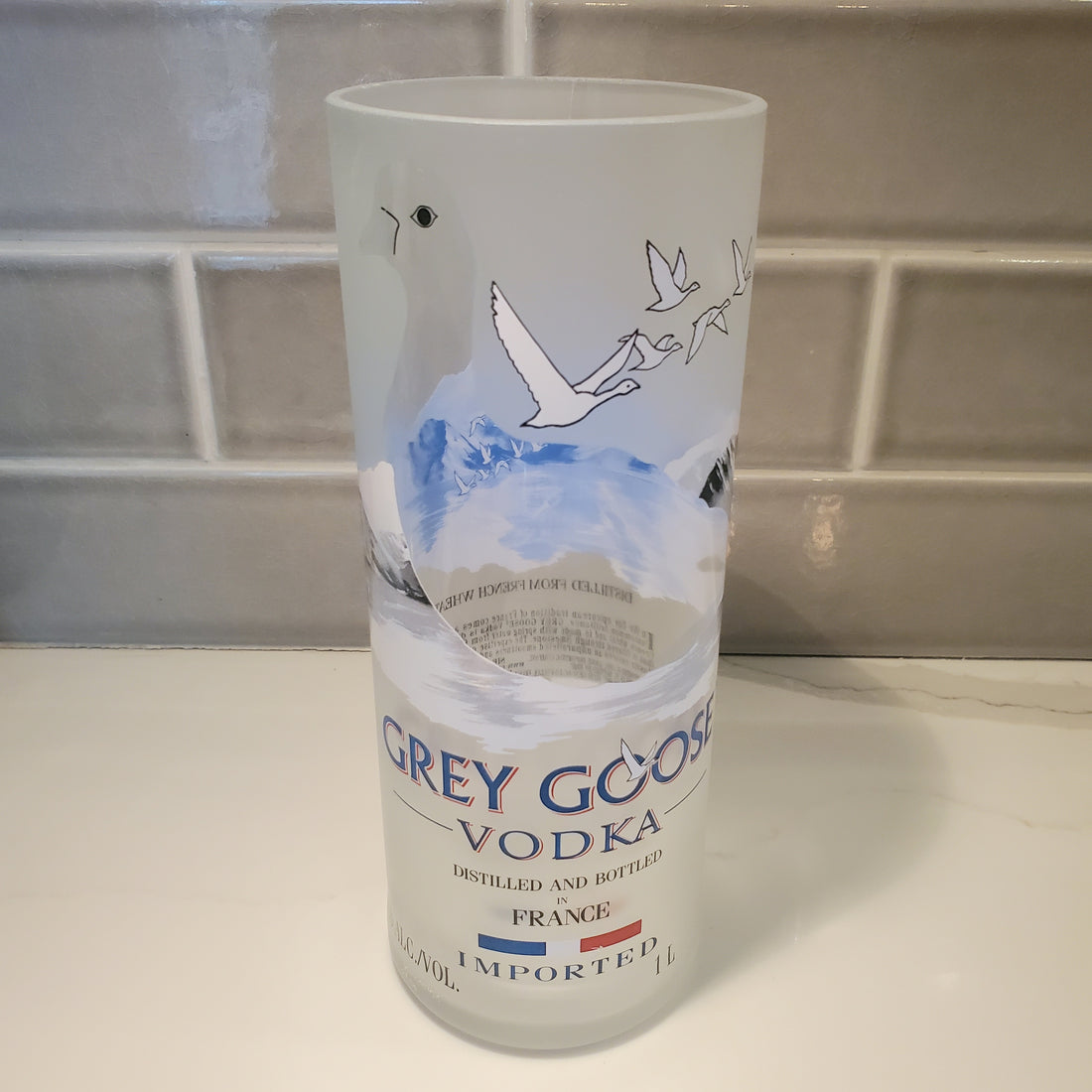 Grey Goose 1L Hand Cut Upcycled Liquor Bottle Candle  - Choose Your Scent