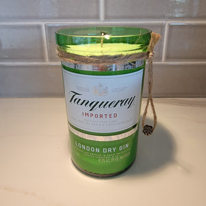 Tanqueray 1L Hand Cut Upcycled Liquor Bottle Candle - Scent - Grapefruit and Mint