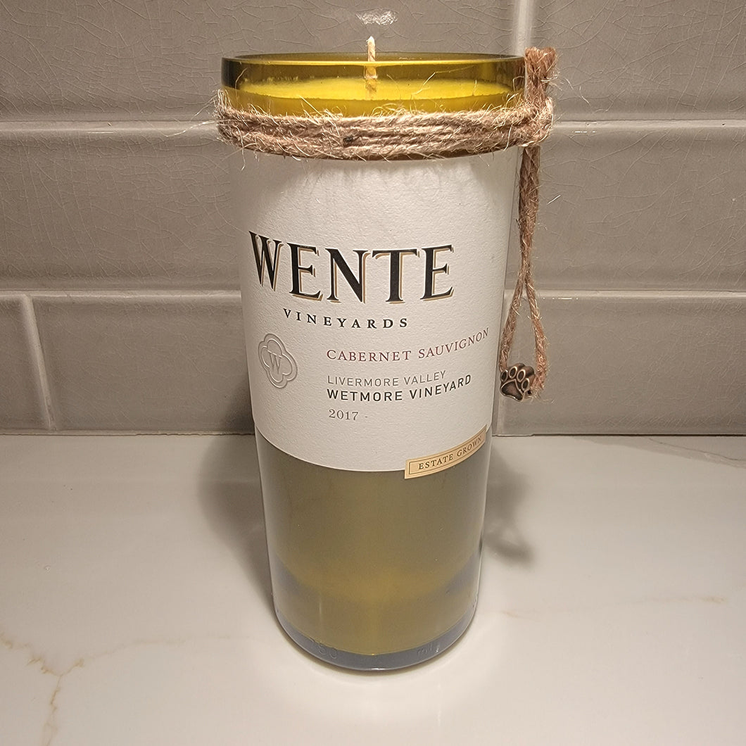 Wente Hand Cut Upcycled Wine Bottle Candle - Scent - Cabernet Sauvignon