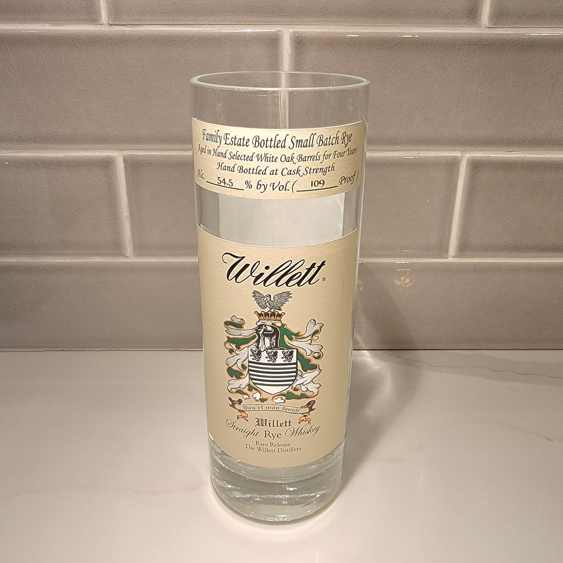 Willett Rye Whiskey  - 750ml Hand Cut Upcycled Liquor Bottle Candle  - Choose Your Scent