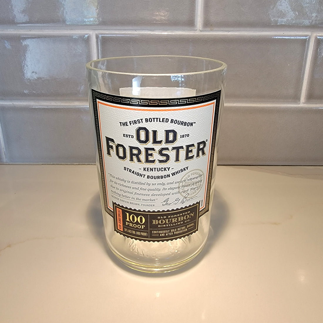 Old Forester Whisky 750ml Hand Cut Upcycled Liquor Bottle Candle  - Choose Your Scent