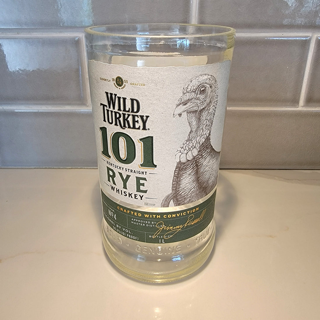 Wild Turkey Rye 1L Hand Cut Upcycled Liquor Bottle Candle - Choose Your Scent