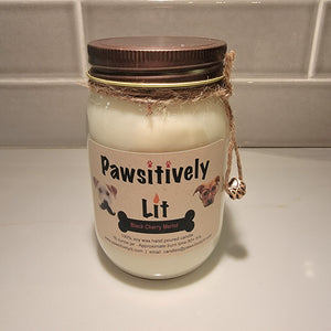Black Cherry Merlot Scented Pawsitively Lit 100% Soy Wax Mason Jar Candle