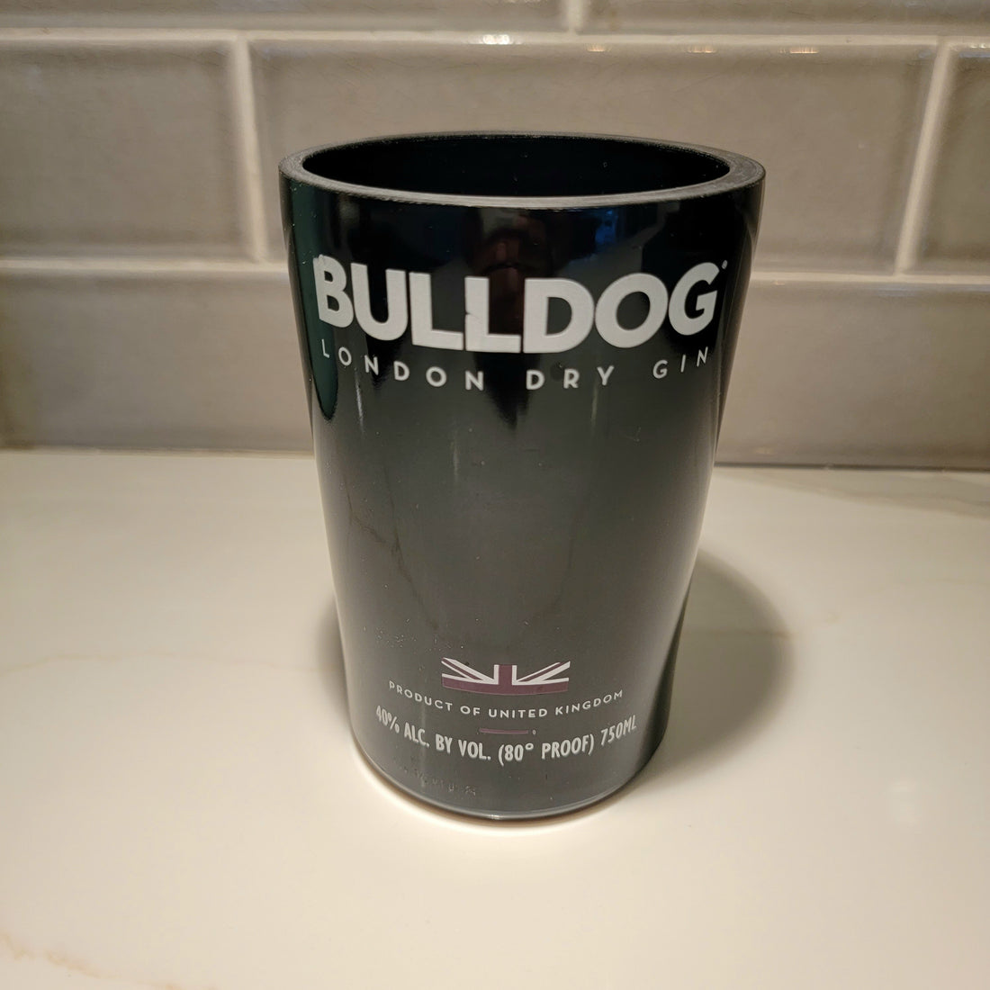 Bulldog Gin 750ml Hand Cut Upcycled Liquor Bottle Candle  - Choose Your Scent