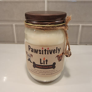 Pumpkin Crunch Cake Scented Pawsitively Lit 100% Soy Wax Mason Jar Candle