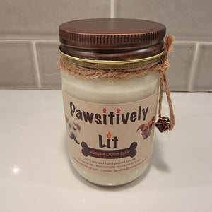 Pumpkin Crunch Cake Scented Pawsitively Lit 100% Soy Wax Mason Jar Candle