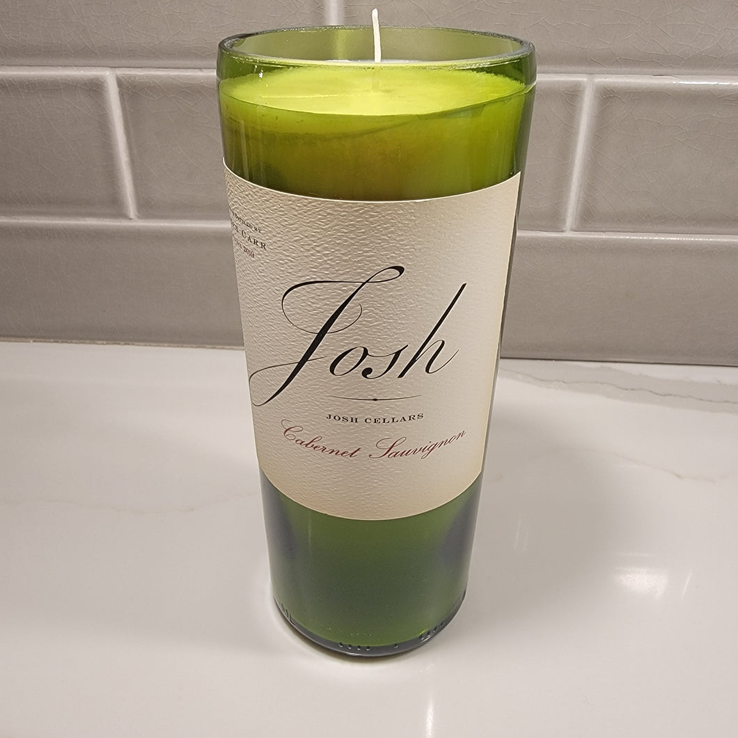Josh Cellars Cabernet Sauvignon Hand Cut Upcycled Wine Bottle Candle - Choose Your Scent