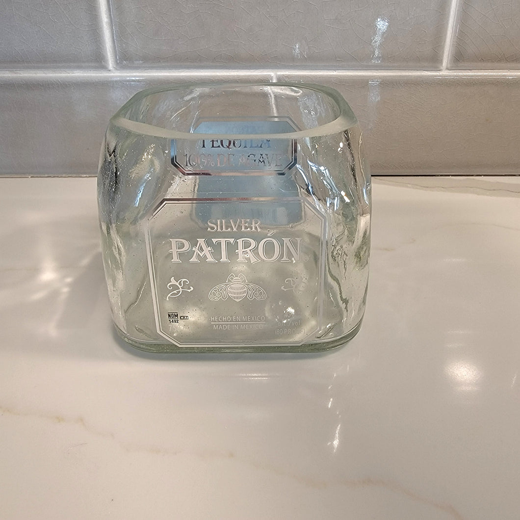 Patron Silver 750ml Hand Cut Upcycled Liquor Bottle Candle - Choose Your Scent