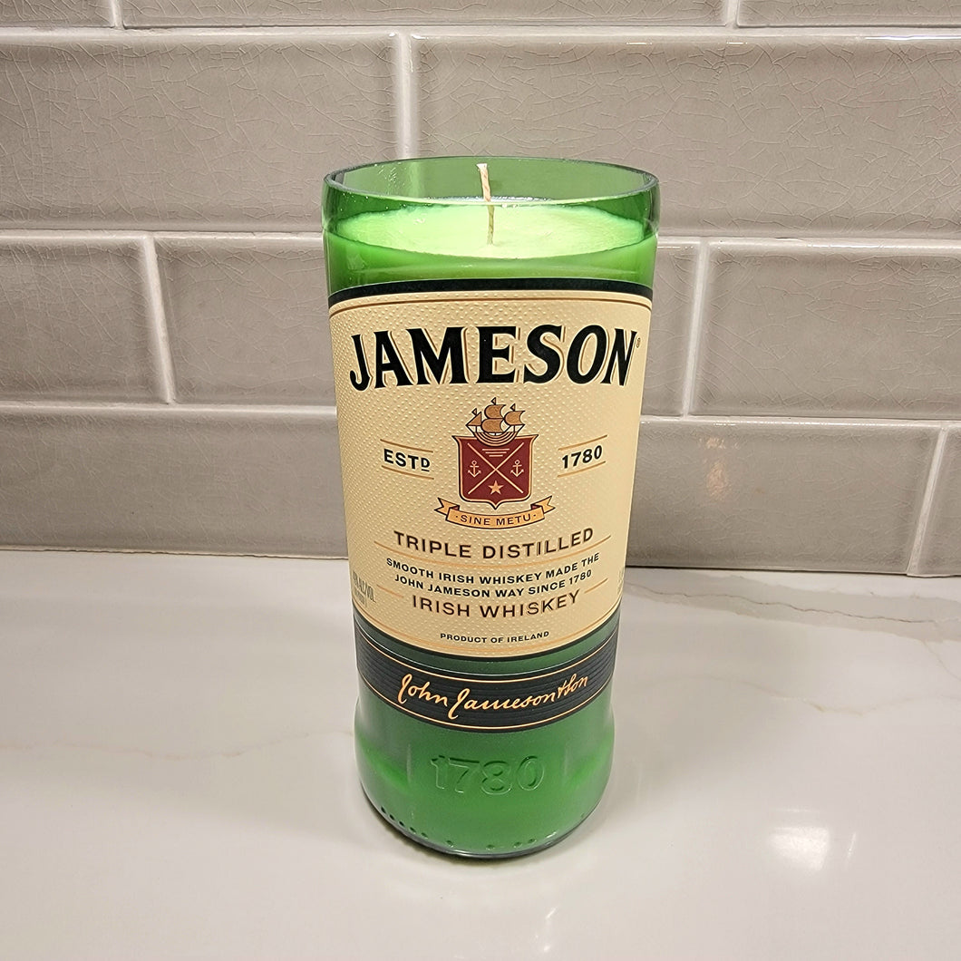 Jameson 1L Hand Cut Upcycled Liquor Bottle Candle - Scent - Tobacco Caramel