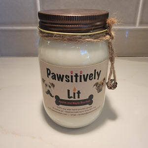 Apple Maple Bourbon Scented Pawsitively Lit 100% Soy Wax Mason Jar Candle