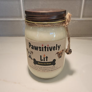 Banana Nut Bread Scented Pawsitively Lit 100% Soy Wax Mason Jar Candle