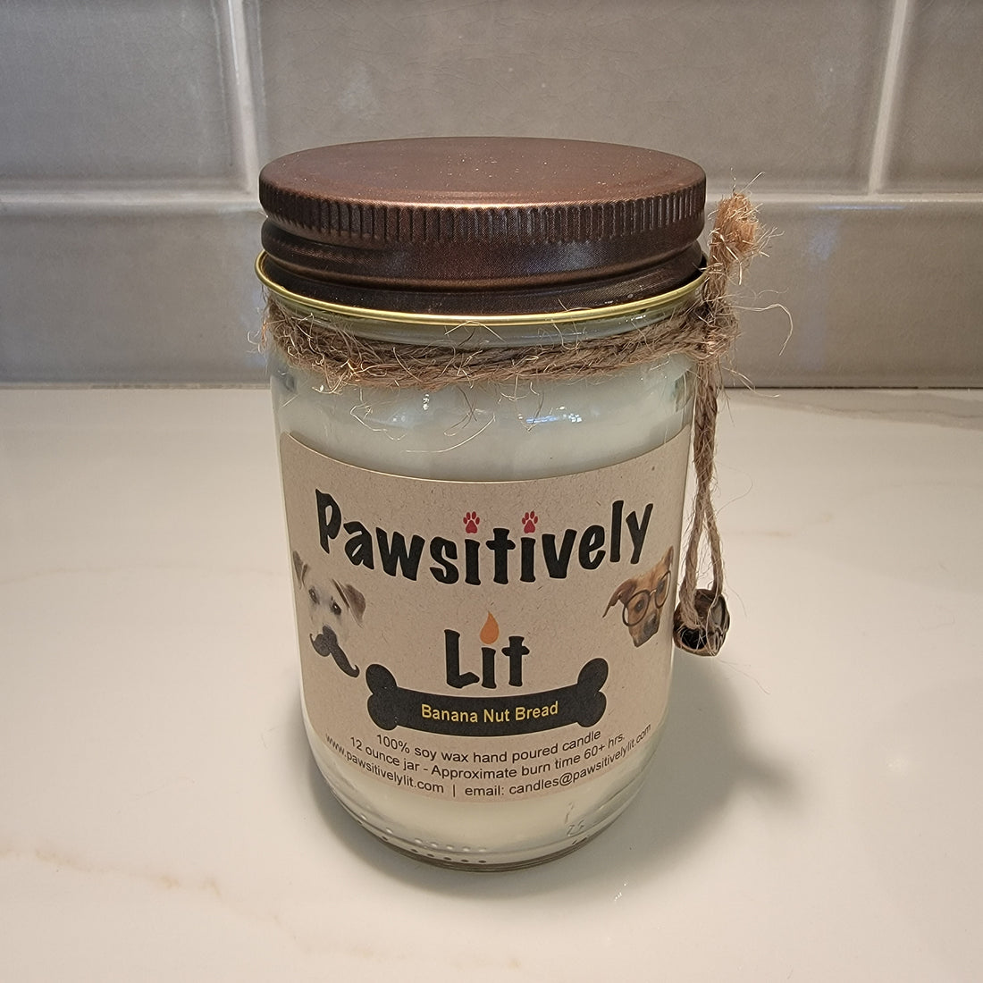 Banana Nut Bread Scented Pawsitively Lit 100% Soy Wax Mason Jar Candle